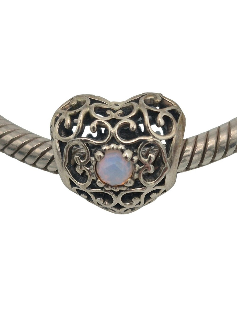 Pandora Retired October Charm Birthstone Heart